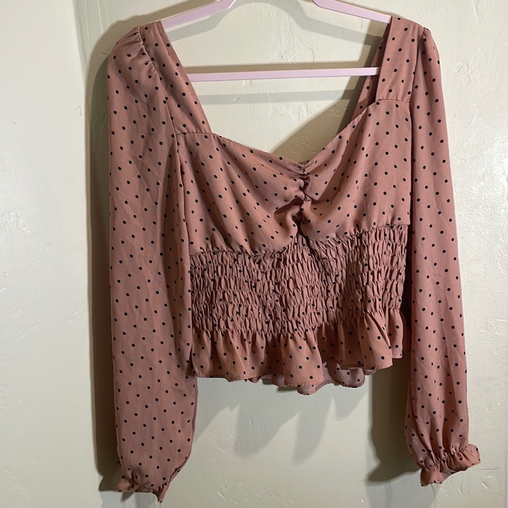Rose Pink & Black Polka Dot Blouse 💞